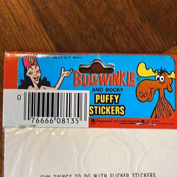 VINTAGE ROCKY & BULLWINKLE PUFFY STICKERS UNOPENED PACKAGE - Picture 3 of 5